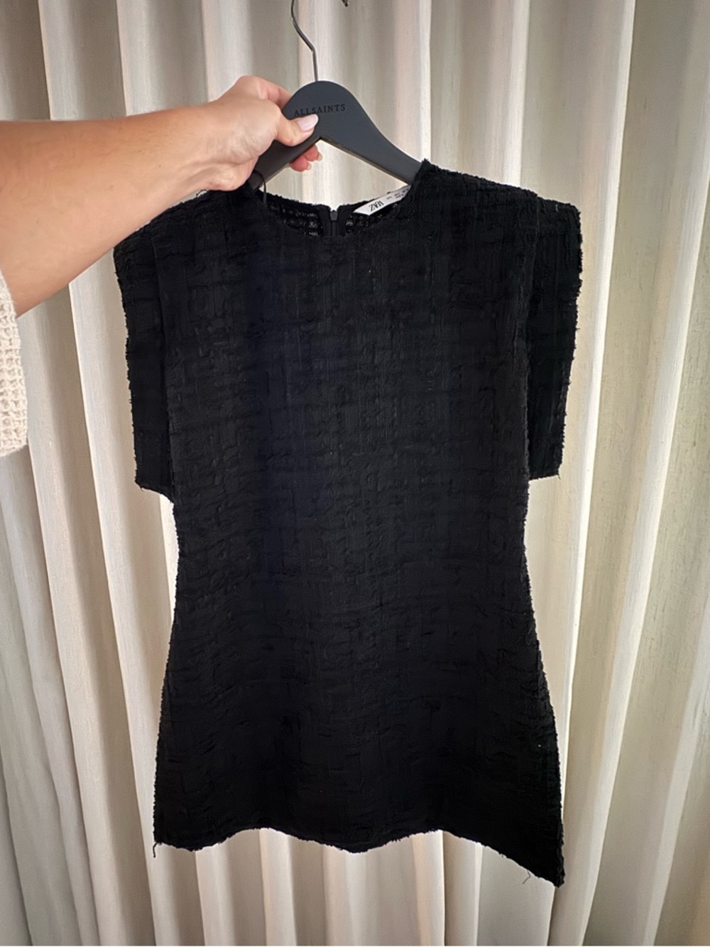 Zara Black Textured Mini Dress